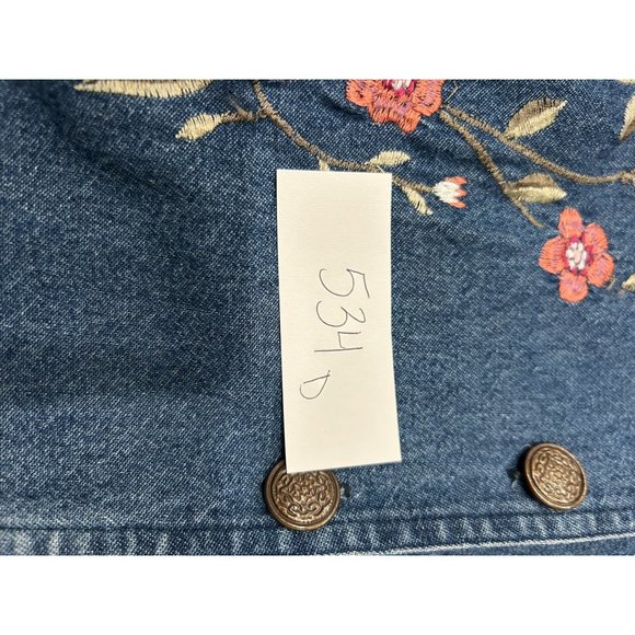 Vintage National Womens Embroidered Denim Button Up Jacket Floral Design Sz 8 - Picture 8 of 8